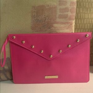 Juicy Couture Pink Textured Clutch with Gold Studs
